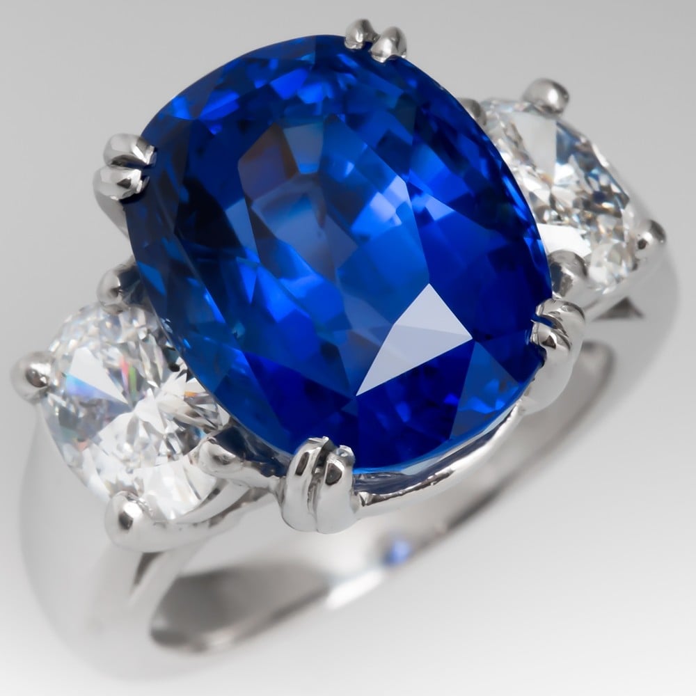 12 Carat Blue Sapphire Ring Diamond 