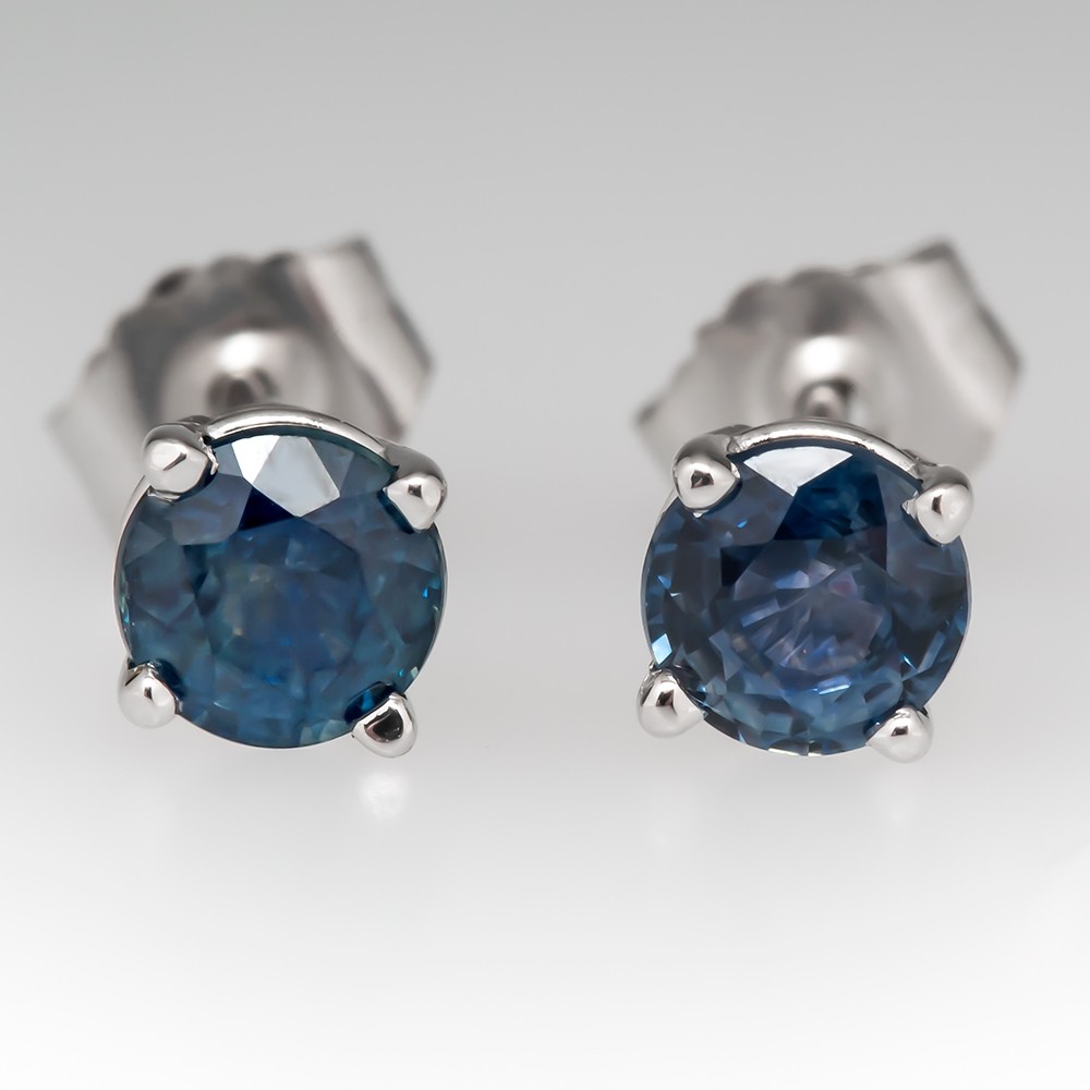 Green sapphire stud earrings Clearance