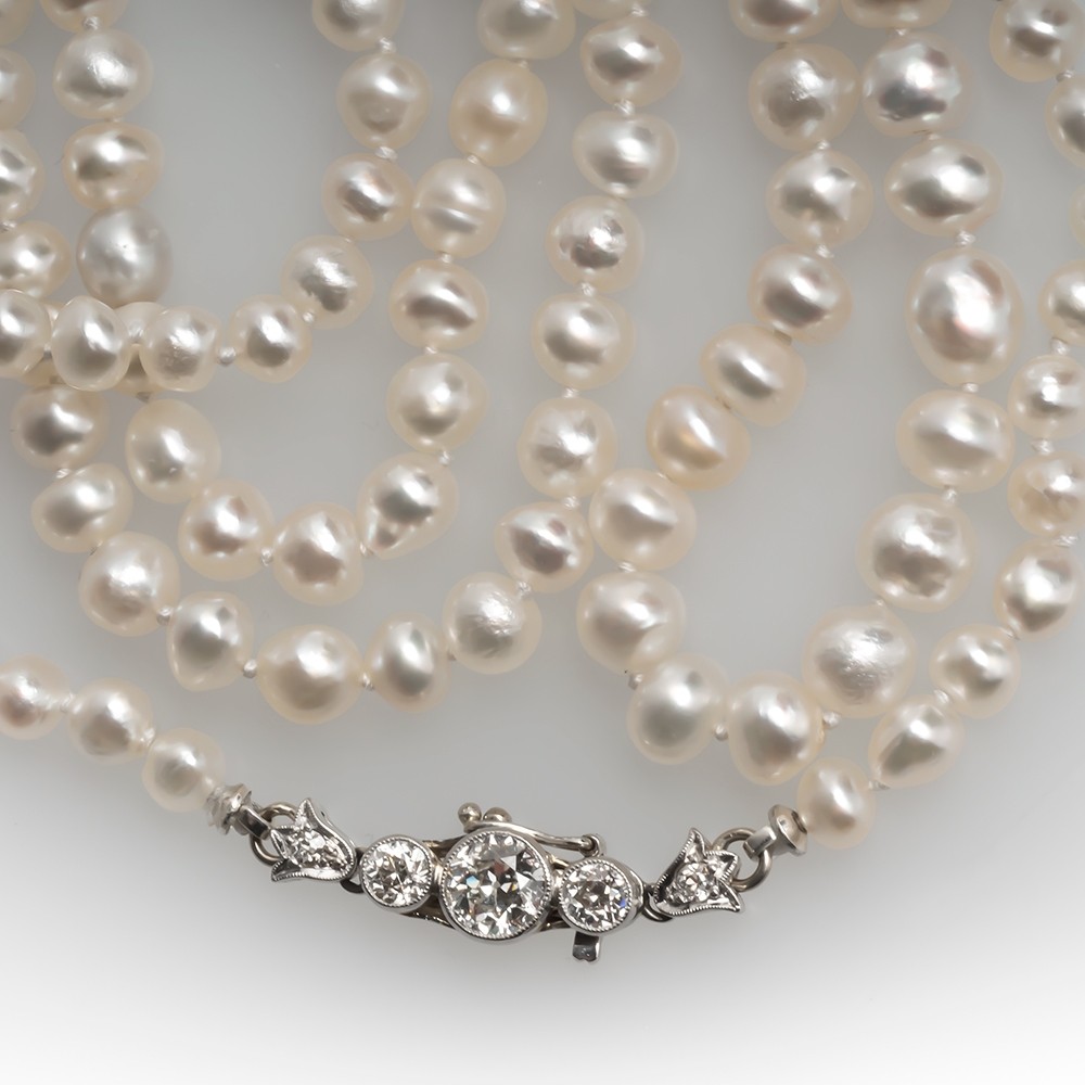1920's Natural Pearl Strand Necklace w 
