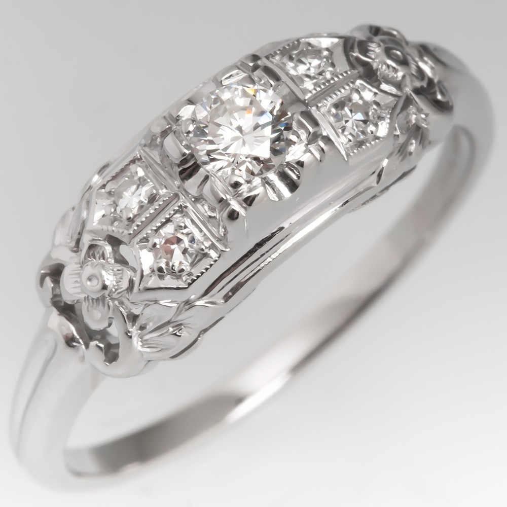 Fade out Moronic Take a risk Vintage Granat Bros Palladium Diamond Engagement Ring