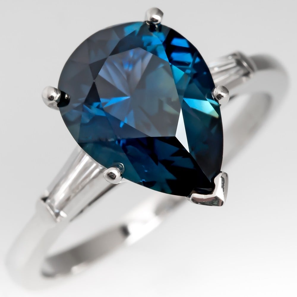 Pear Cut Loose Blue Green Sapphire Engagement Rings Unset Sapphire 0.86 Carat 7.00x4.90 mm Natural Teal Blue Sapphire