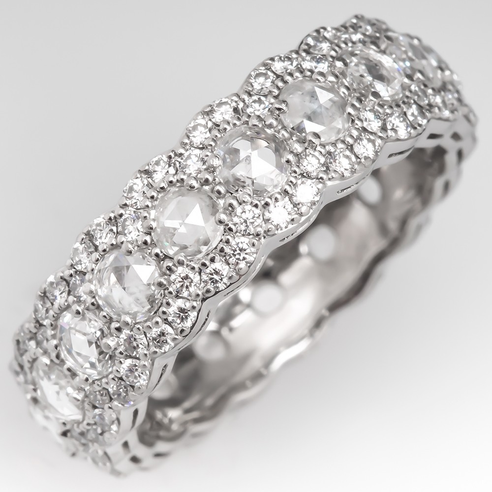 Tiffany Co Cobblestone Band Ring Platinum Rose Cut Diamonds Size 6 5