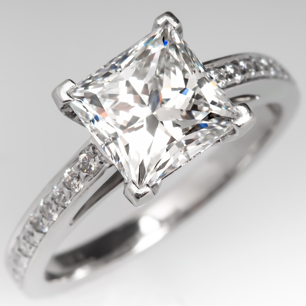 2 Carat Princess Cut Diamond Tiffany & Co Engagement Ring H/VS2