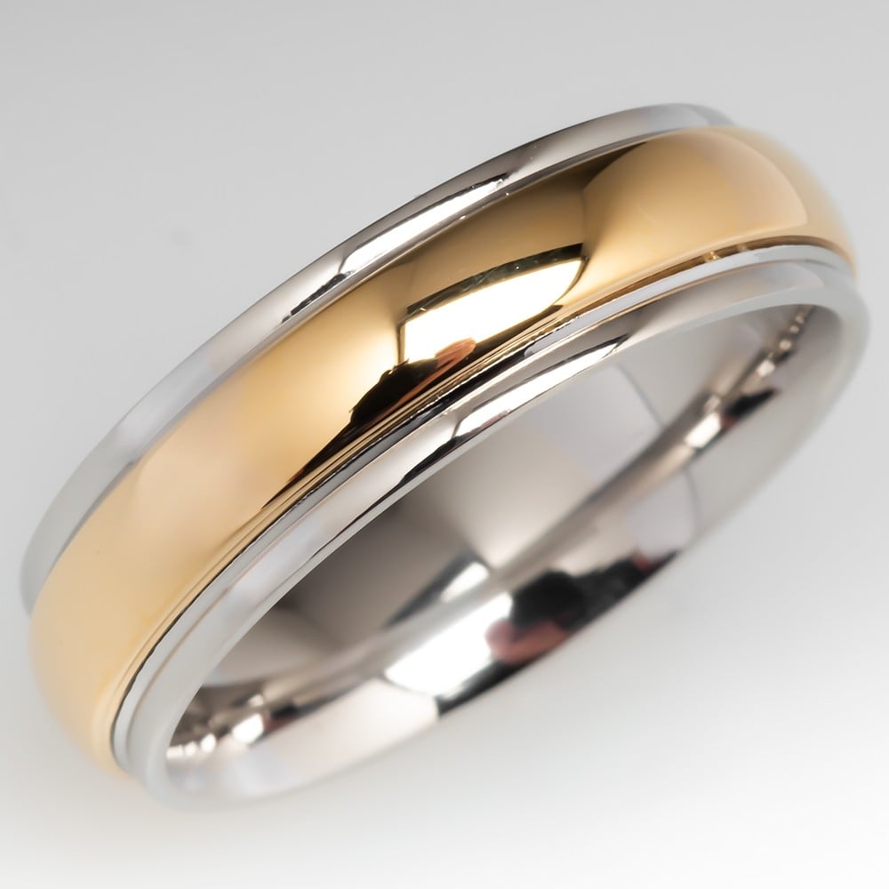 Benchmark Comfort Fit Mens Wedding Band Platinum 18K Gold