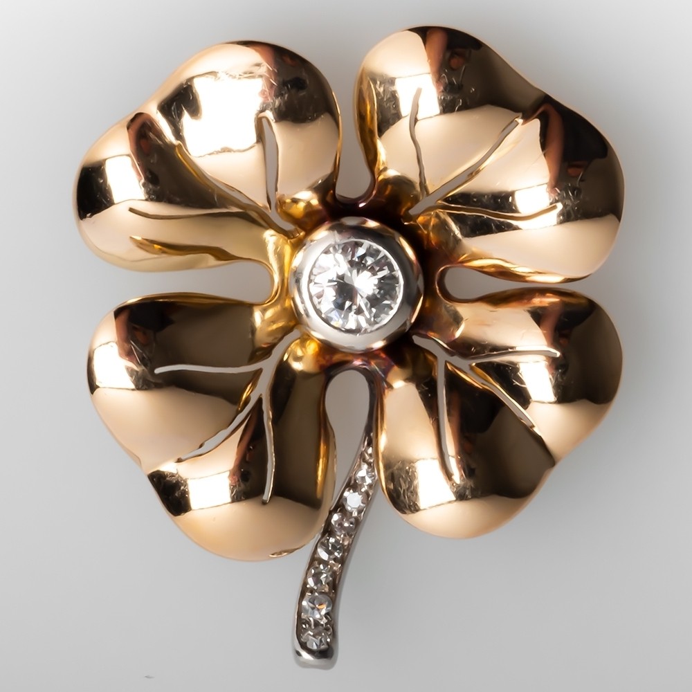 Vintage Lucky 4 Leaf Clover Pendant 