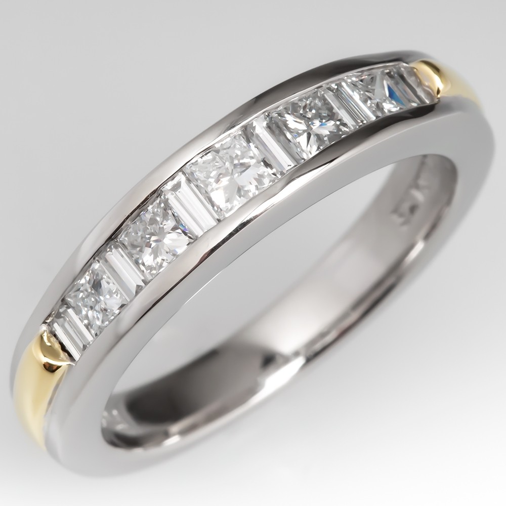 Princess Cut & Baguette Cut Diamond Wedding Band Ring