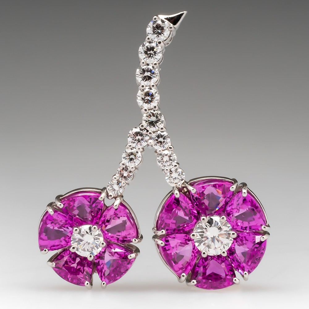 Bayco New York Cherry Brooch Pin Diamonds & Pink Sapphires