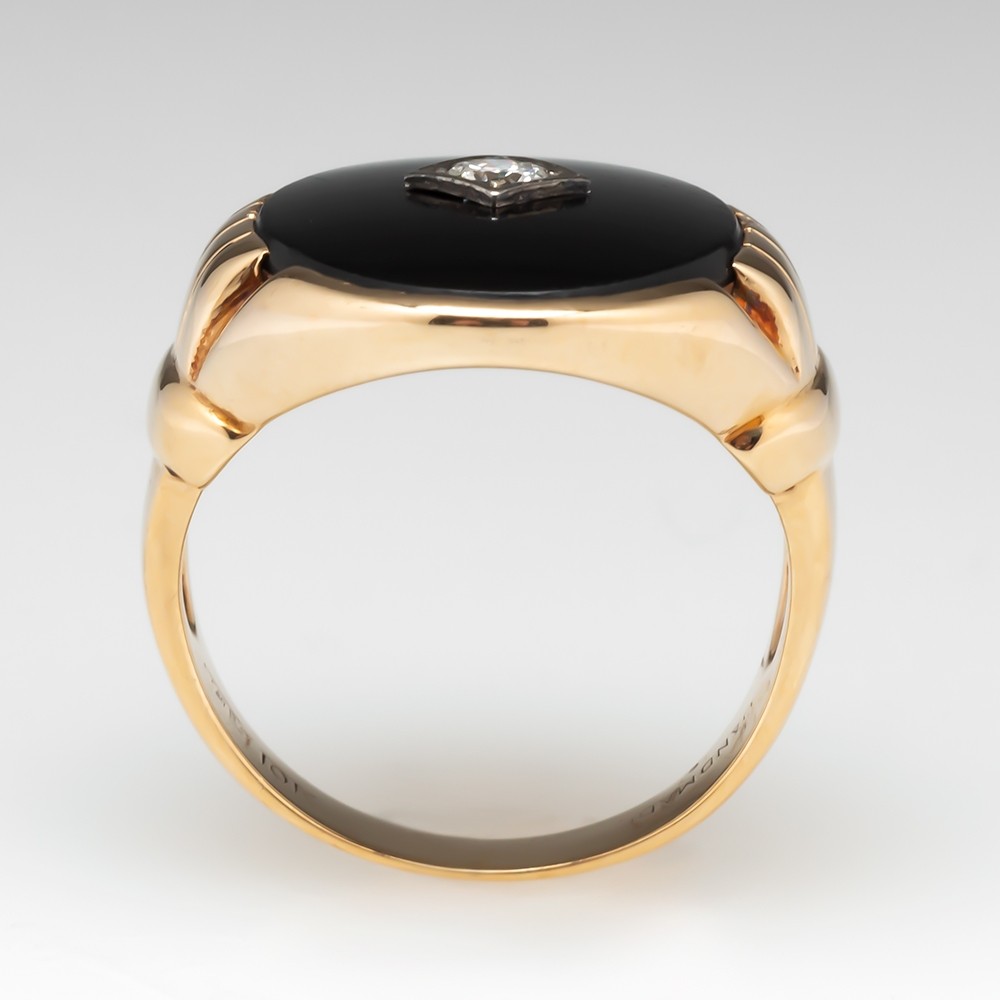 Mens 1940 S Vintage Onyx Diamond Ring Mens 1940 S Vintage Onyx Diamond Ring