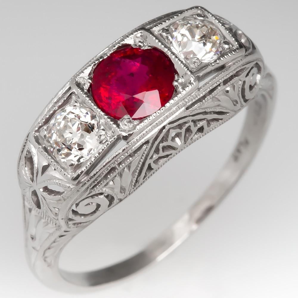 Details about   Art Deco 3.20 ct Red Ruby Diamond 925 Silver Antique Vintage Engagement Ring HD5 