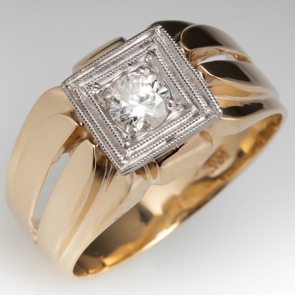 Vintage Mens Diamond Wedding Ring 10K 