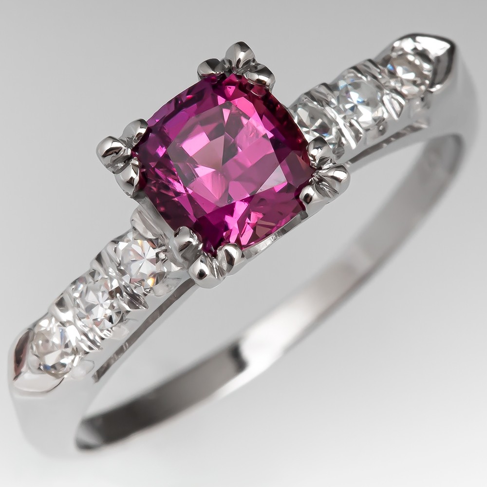 No Heat Color Change Red Purple Sapphire Engagement Ring 1950 S Mounting