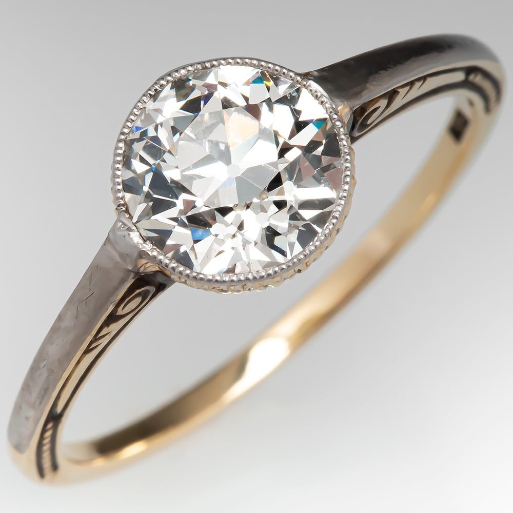Turn Of The Century Bezel Set Diamond Solitaire Engagement Ring
