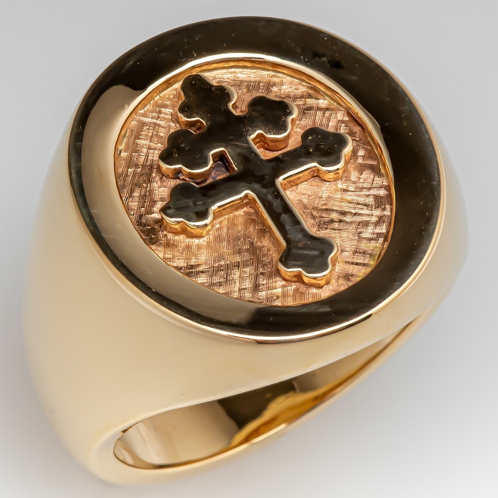 Substantial Cross of Lorraine Ring 14K Gold