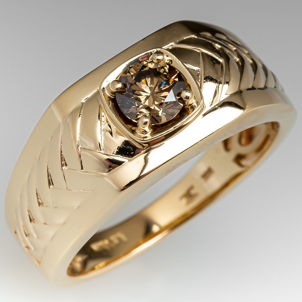 LeVian Mens Ring .61 Carat Fancy Diamond 14K Gold