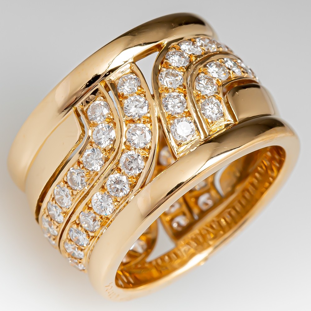 Cartier Wide Band Diamond Ring 18K 