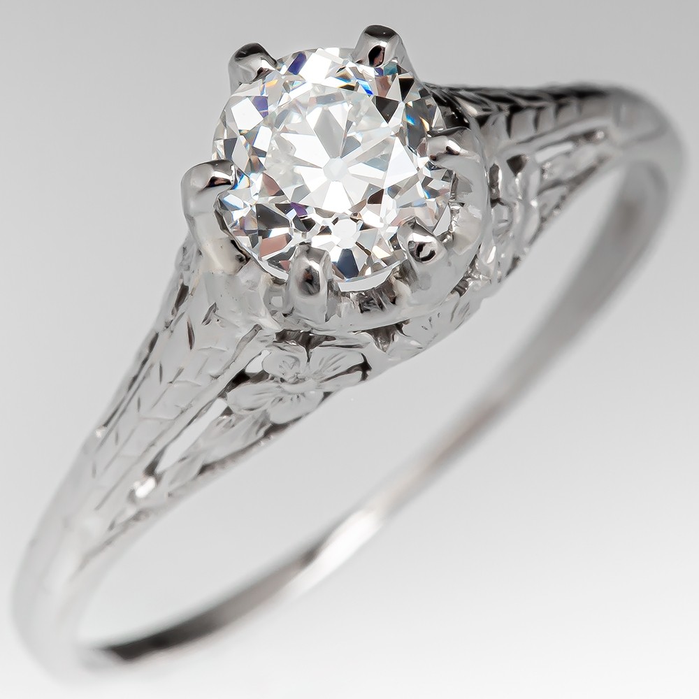 Bounty Aanklager Elementair 1920's Orange Blossom Engagement Ring Old Euro Diamond .72ct G/VS2 GIA