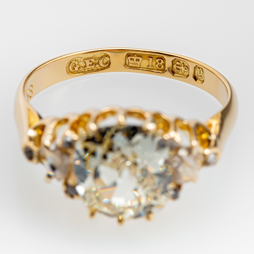 English 1898 Engagement Ring Old Mine Cut Diamond 2.54ct U-V/I1 GIA
