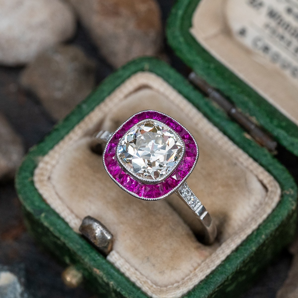 Vintage round brilliant cut galaxy diamond engagement ring halo art deco rose gold bridal set Antique Anniversary promise ring wedding ring