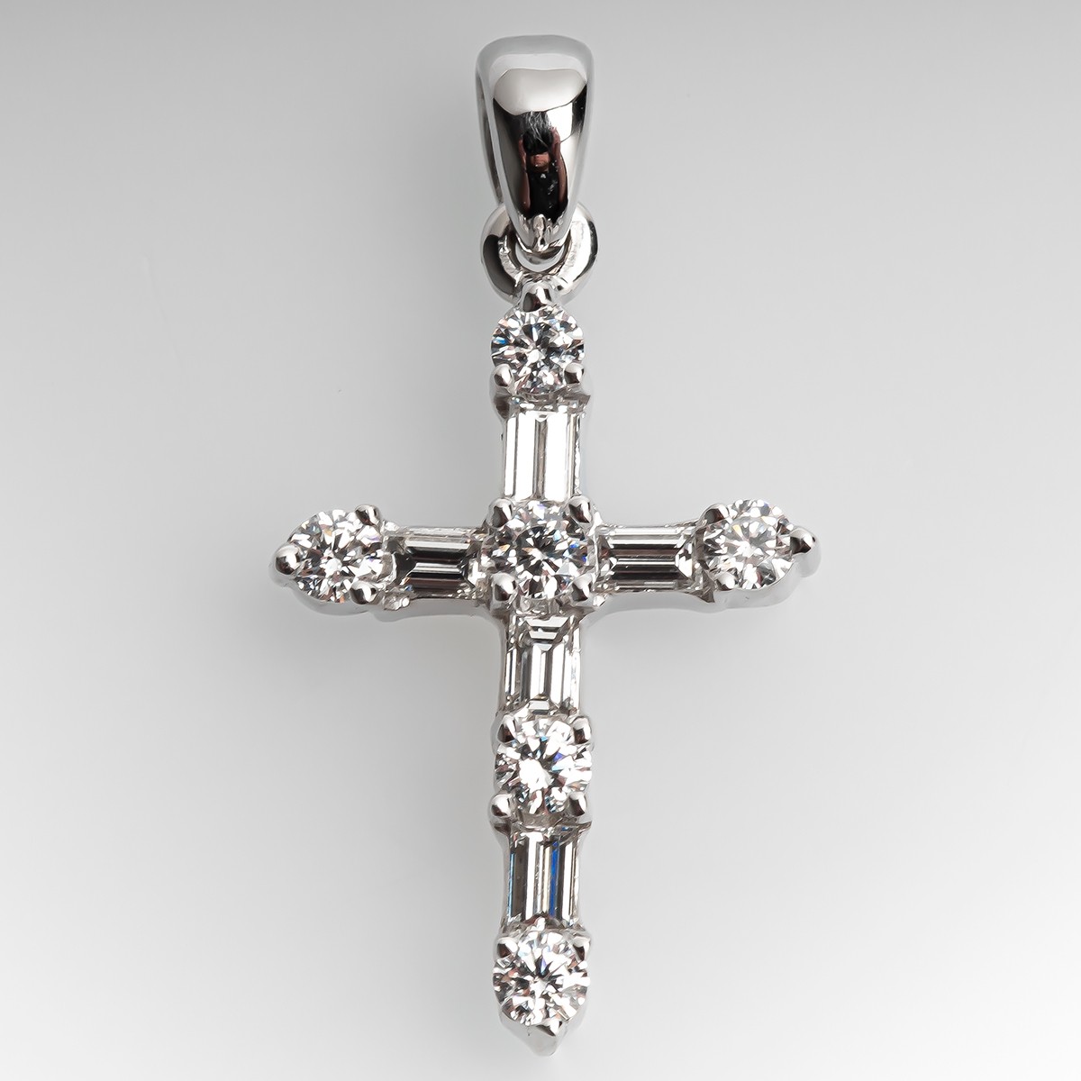 Round \u0026 Baguette Cut Diamond Cross 