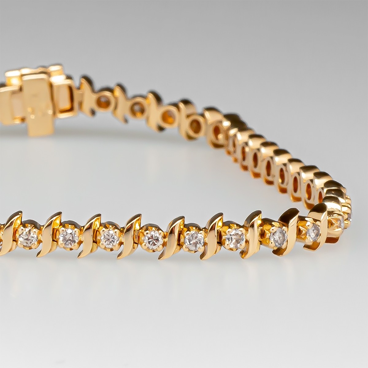 1 Carat Diamond Tennis Bracelet 14K Yellow Gold 7 Inches