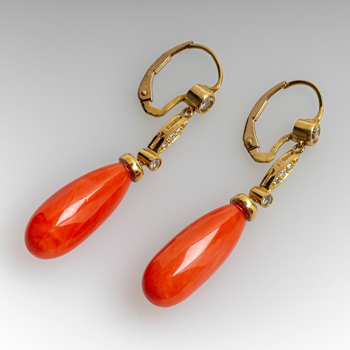 Coral Gemstone Drop Earrings