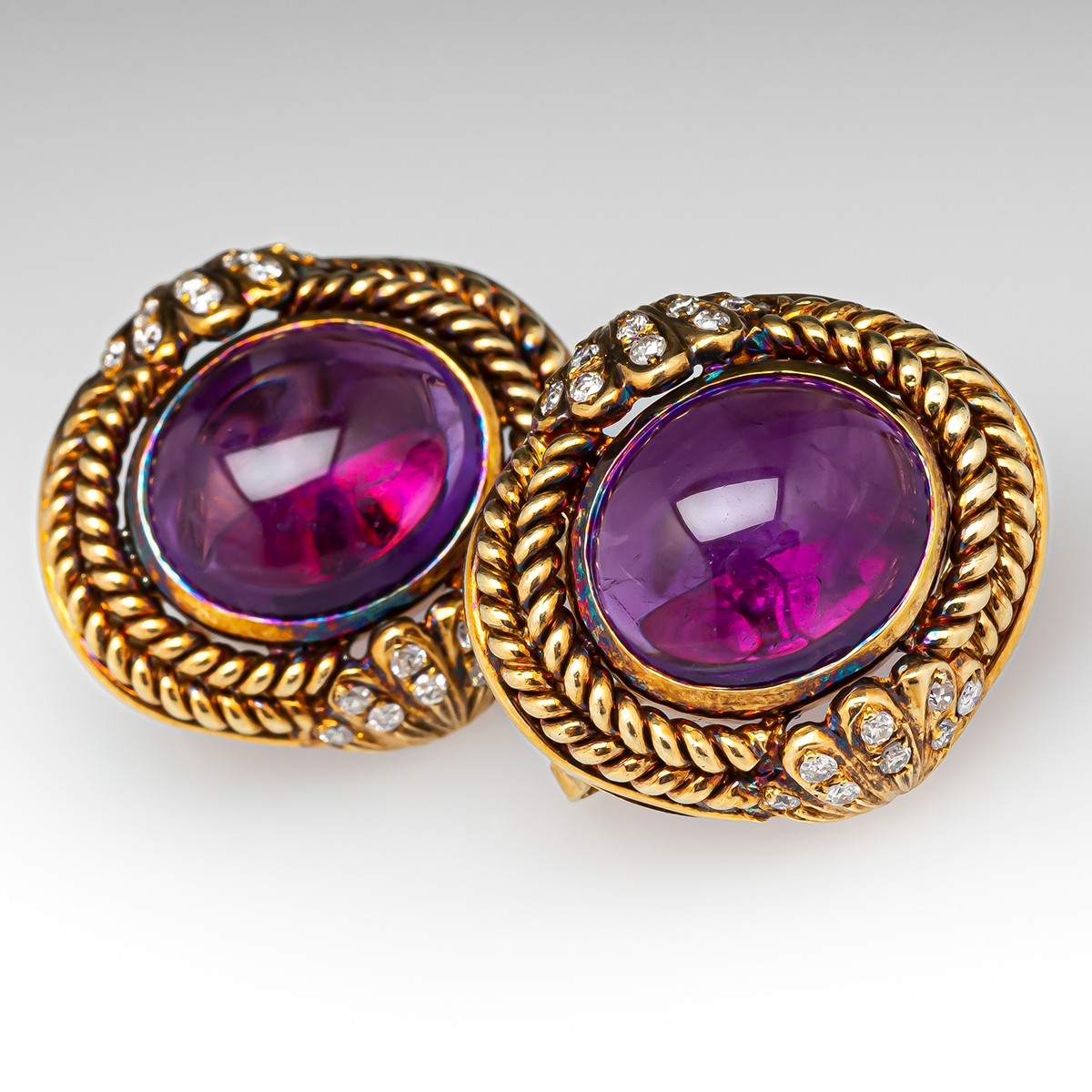 Purple Oval Vintage Earrings