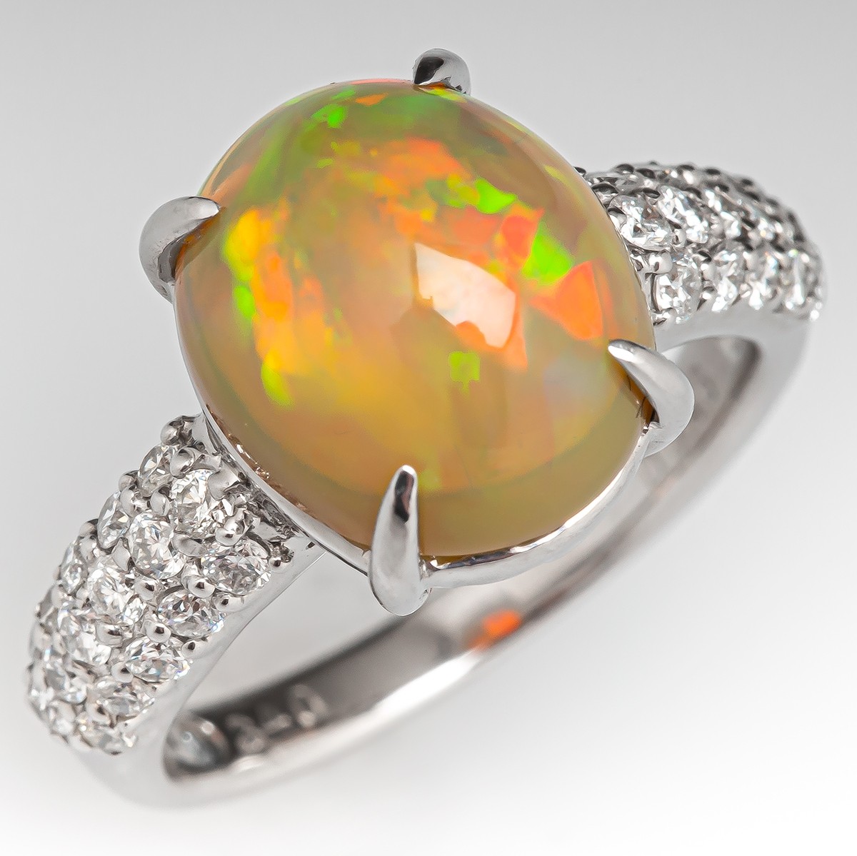 Marvelous Ethiopian Opal & Diamond Ring Platinum