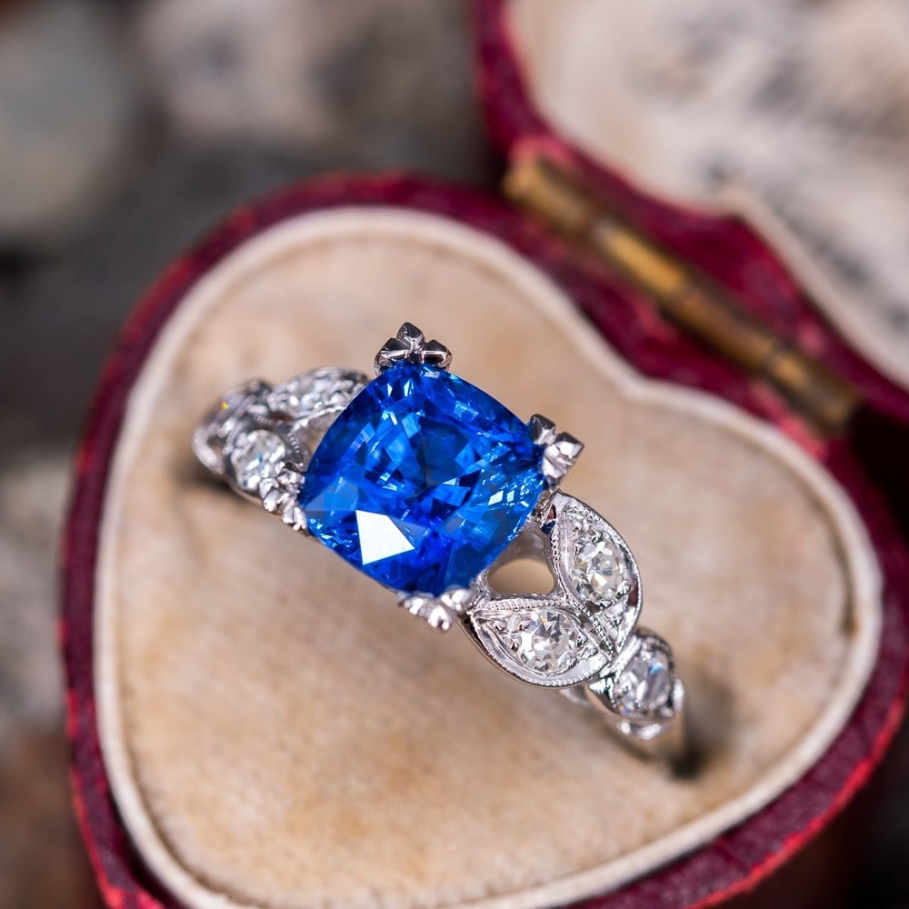 engagement ring with sapphire accents