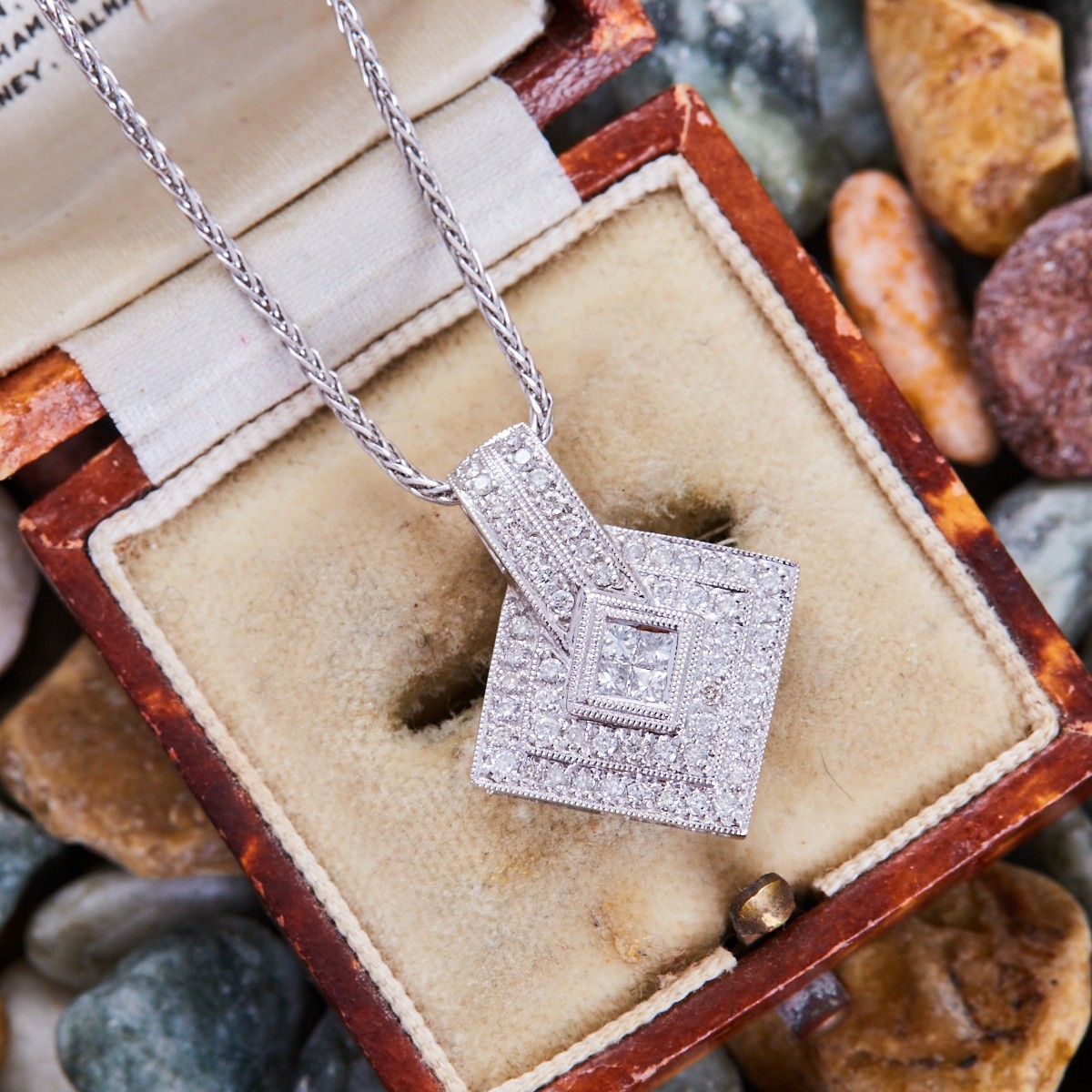 Diamond Double Halo Pendant Necklace 