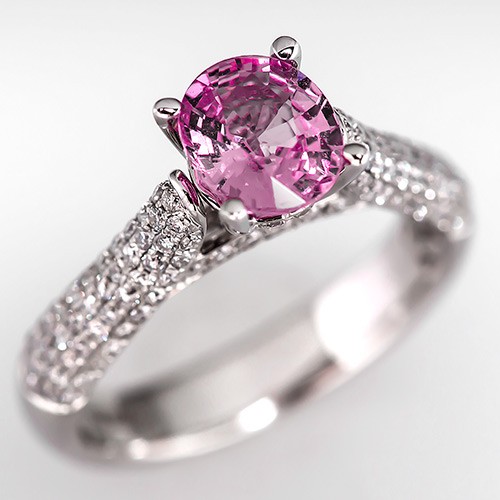 Simon G Pink Sapphire Engagement Ring 18K White Gold