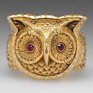 Owl Strigiformes Bird Pet Cocktail Ring Stretch Multi-color Halloween Jewelry