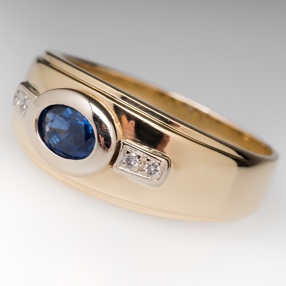 wide band sapphire and diamond ring