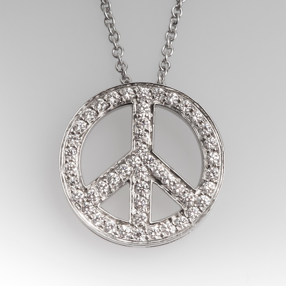 tiffany diamond peace sign necklace