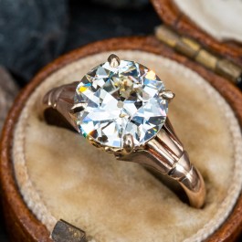 Stunning Victorian Engagement Ring Old European Cut Diamond 2.86ct L/VS1 GIA