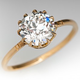Victorian Diamond Engagement Ring 14K Yellow Gold 2.01ct L/VS2 GIA